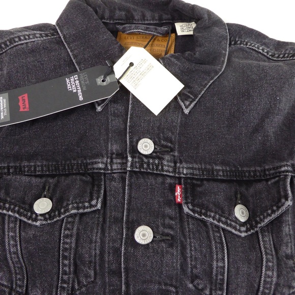 Levi’s Premium Cotton Denim Trucker Jean Jacket NWT Ex Boyfriend w Embroidery - Picture 3 of 12